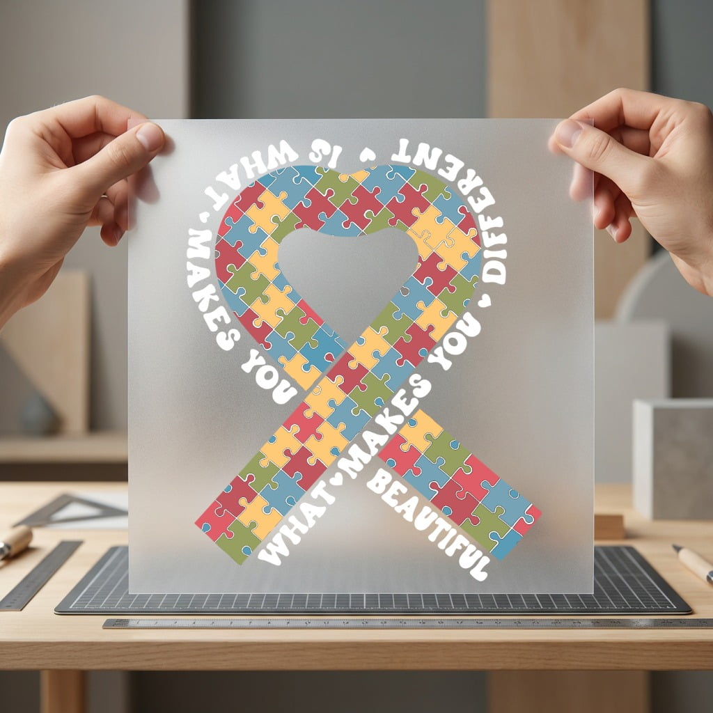Autism Awareness Puzzle Ribbon Mom Dad Ready to Press DTF Transfer for Dtf
