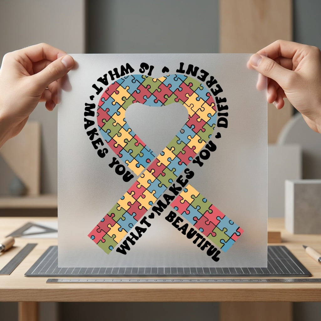 Autism Awareness Puzzle Ribbon Mom Dad Ready to Press DTF Transfer for Dtf