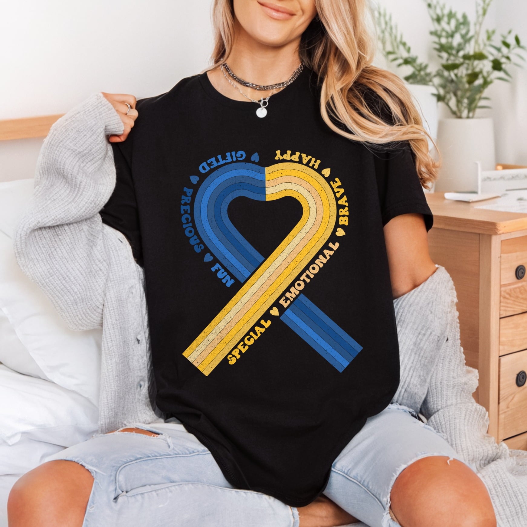 Autism Awareness Ribbon Retro Faith Vintage Ready to Press DTF Transfer for Dtf