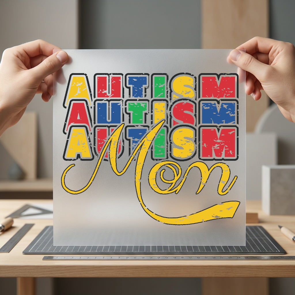 Autism Mom Distressed Support Mom Vintage Ready to Press DTF Transfer for Dtf