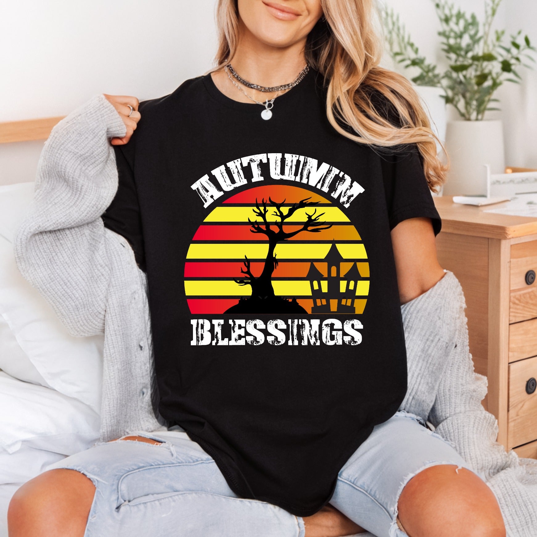 Autumn Blessings Spooky Fall Halloween Fall Ready to Press DTF Transfer for Dtf