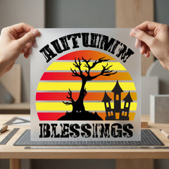 Autumn Blessings Spooky Fall Halloween Fall Ready to Press DTF Transfer for Dtf