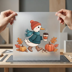 Autumn Duck Coffee Fall Fall Autumn Ready to Press DTF Transfer for Dtf