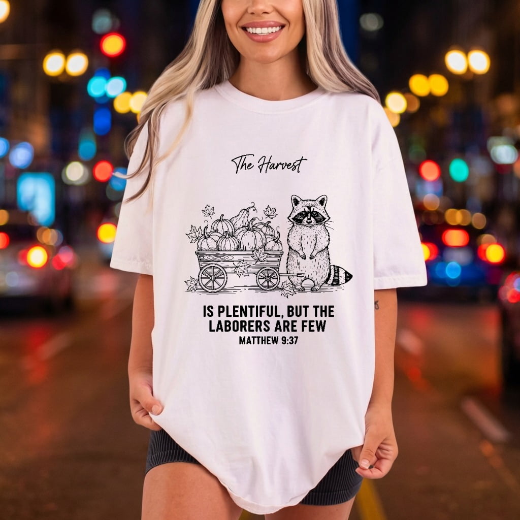 Autumn Harvest Raccoon Fall Faith Bible Ready to Press DTF Transfer for Dtf