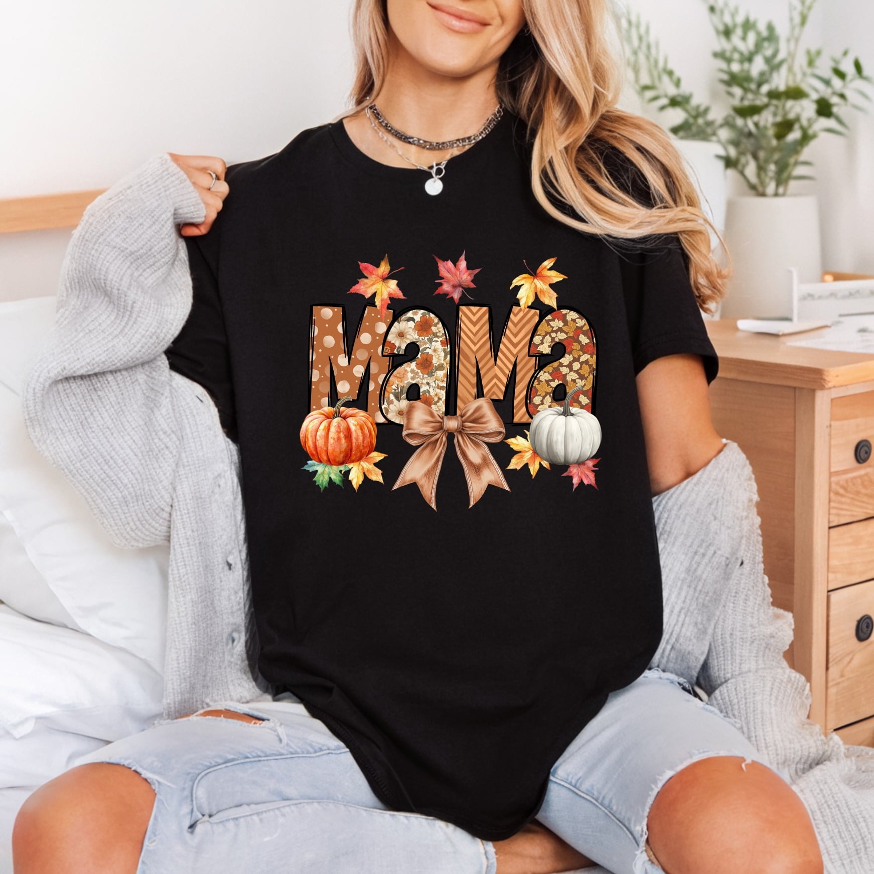 Autumn Mama Fall Floral Thanksgiving Fall Ready to Press DTF Transfer for Dtf