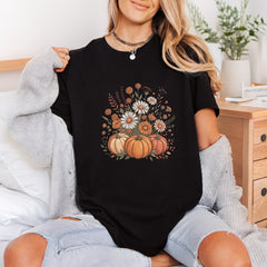 Autumn Pumpkin Daisy Bouquet Halloween Thanksgiving Ready to Press DTF Transfer for Dtf