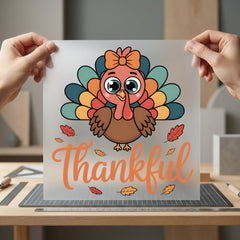 Autumn Turkey Thankful Fall Thanksgiving Fall Ready to Press DTF Transfer for Dtf