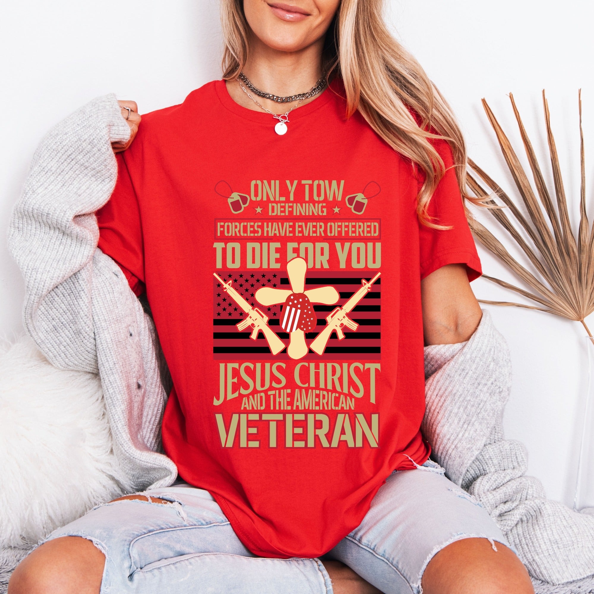 Christian American Veteran Tribute T-Shirt - Faith & Freedom Design