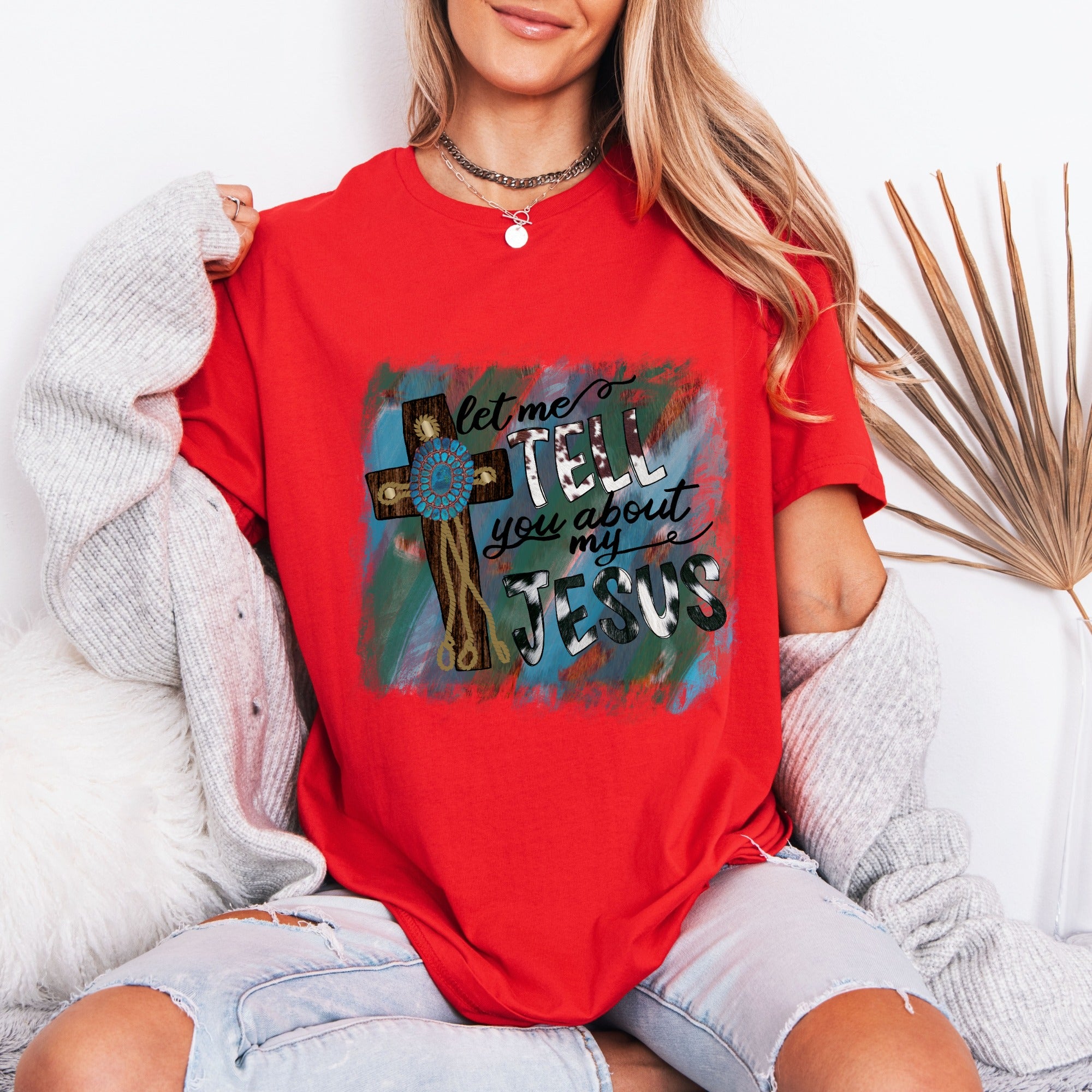 Tell You About My Jesus | Rustic Faith Cross Tee