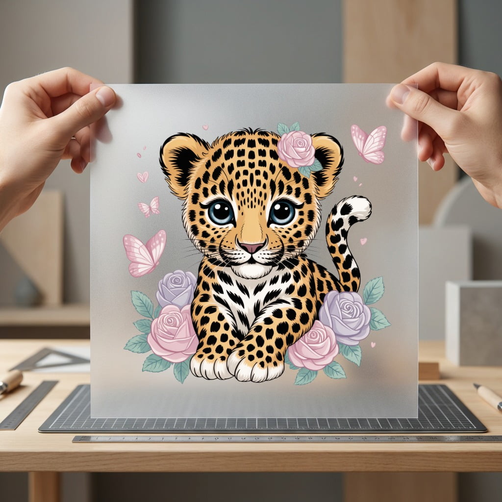Baby Leopard Flowers Kawaii Aesthetic Leopard Ready to Press DTF Transfer for Dtf