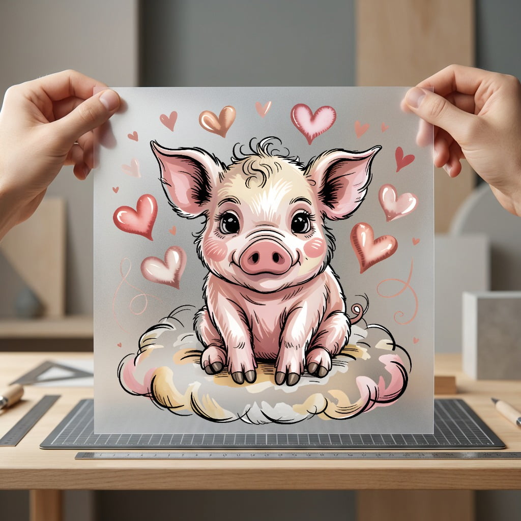Baby Pig Hearts Kawaii Valentine Pet Ready to Press DTF Transfer for Dtf