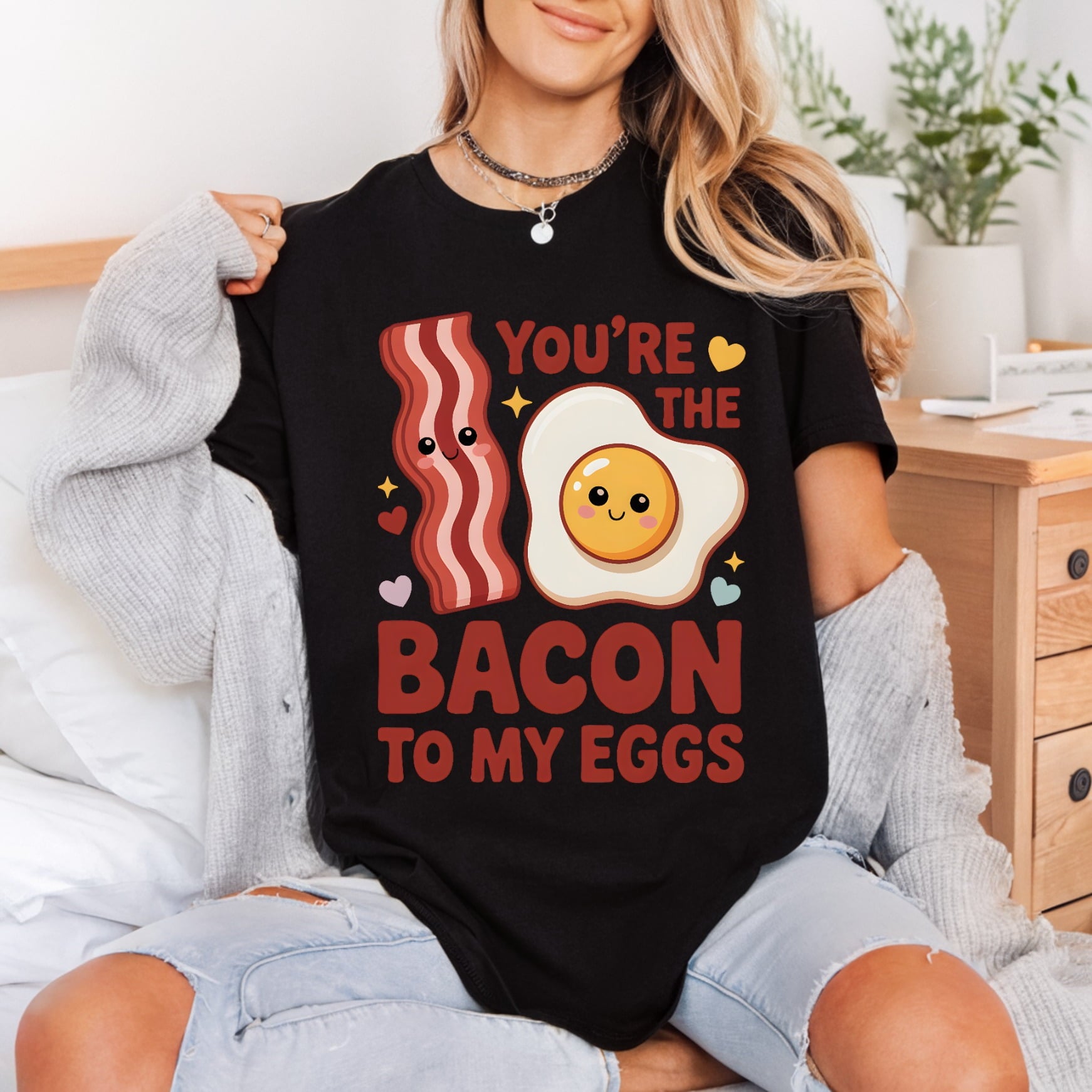 Bacon Eggs Love Kawaii Valentine Funny Ready to Press DTF Transfer for Dtf