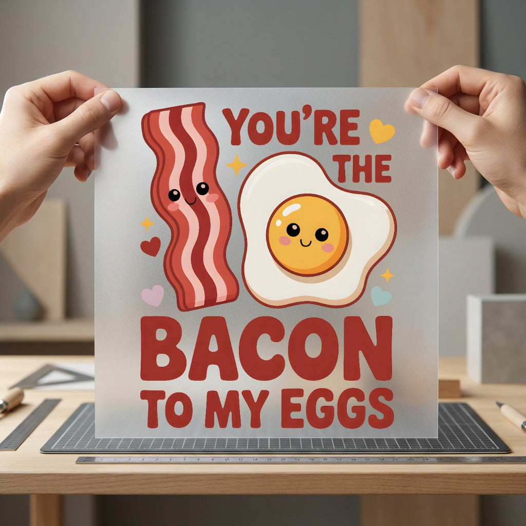 Bacon Eggs Love Kawaii Valentine Funny Ready to Press DTF Transfer for Dtf
