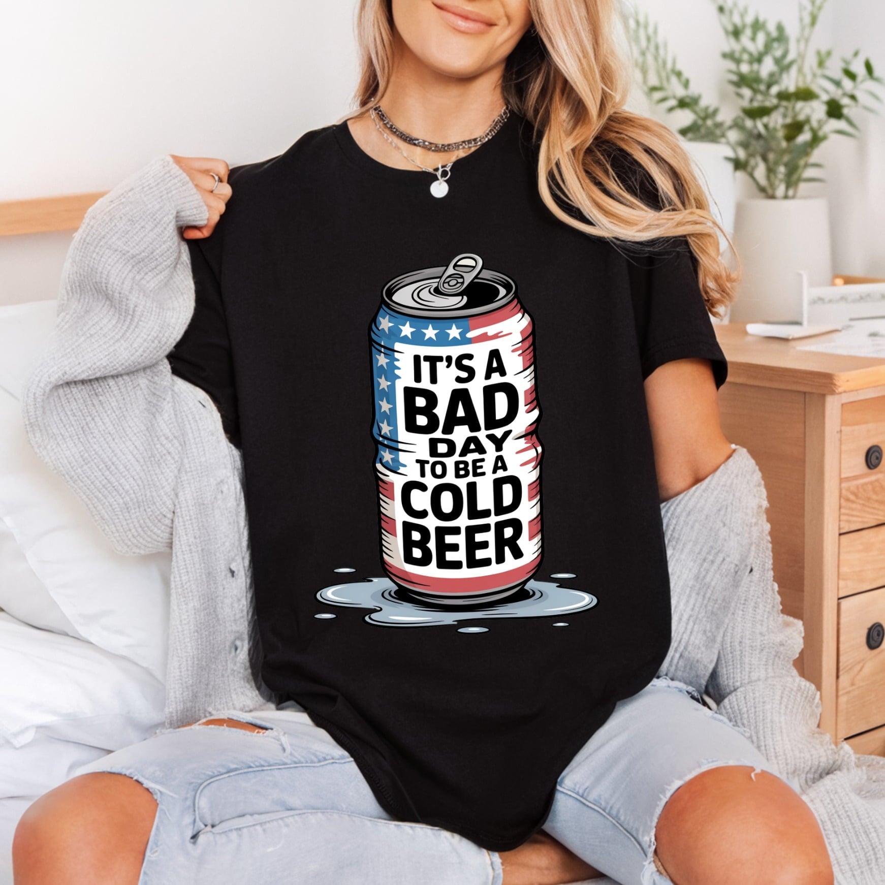 Bad Day Cold Beer 4th Of July Patriotic Ready to Press DTF Transfer for Dtf
