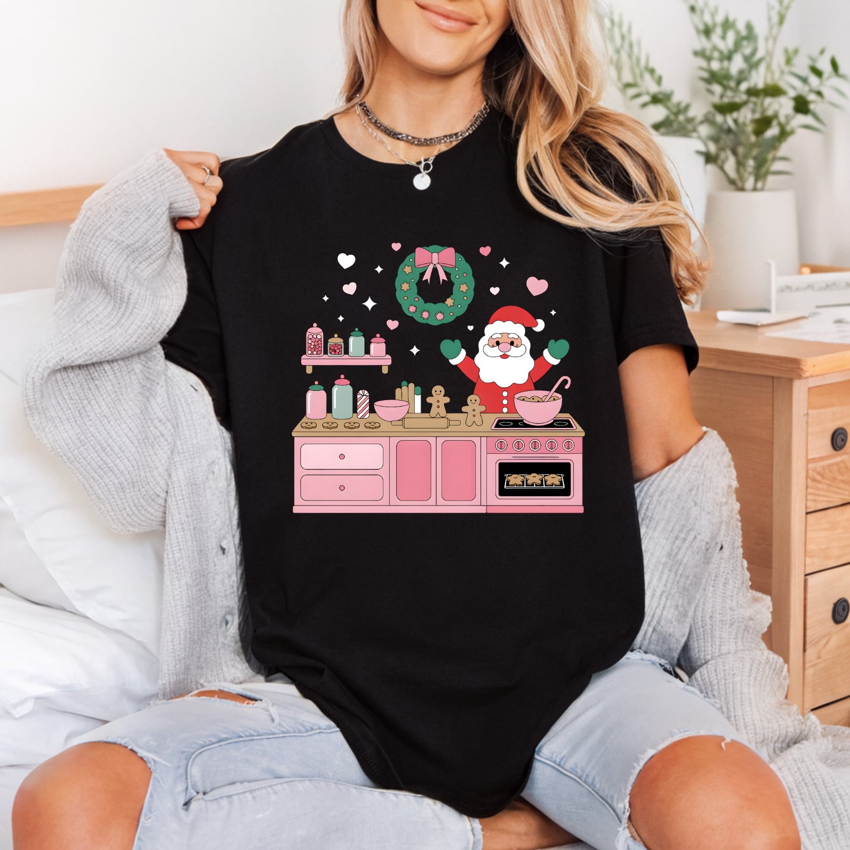 Baking Santa Christmas Holiday Christmas Ready to Press DTF Transfer for Dtf
