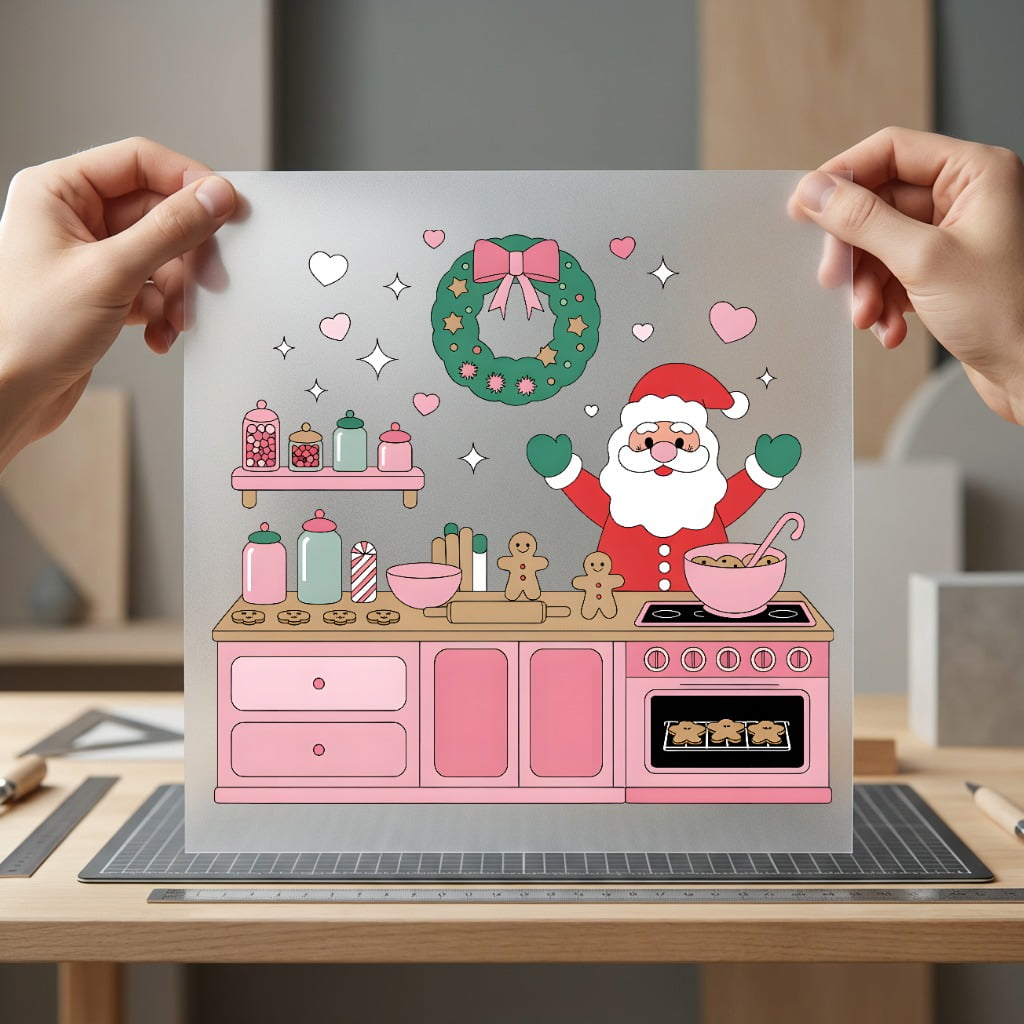 Baking Santa Christmas Holiday Christmas Ready to Press DTF Transfer for Dtf
