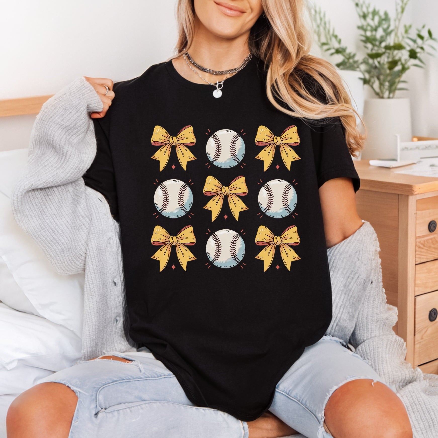 Baseball Bows Grid Retro Mom Fitness Ready to Press DTF Transfer for Dtf