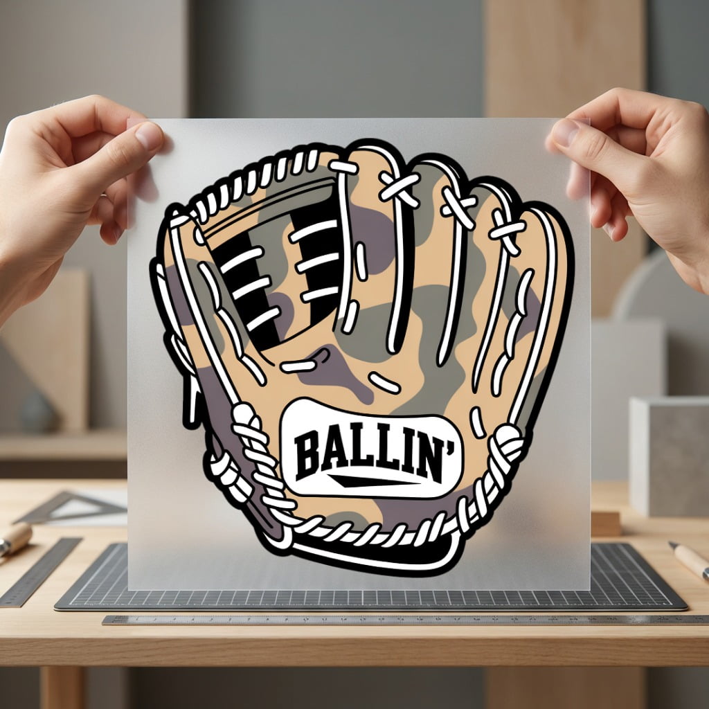 Baseball Glove Camo Ballin Fitness Ready to Press DTF Transfer for Dtf