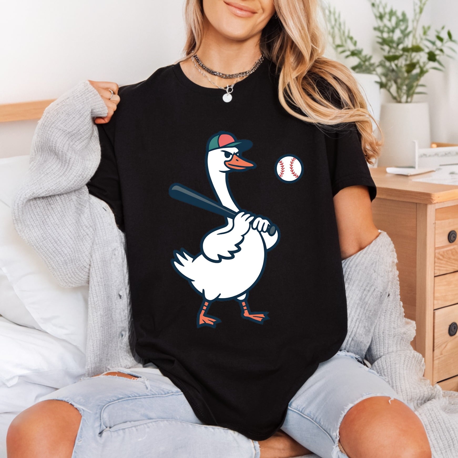 Baseball Goose Batter Sports Funny Pet Ready to Press DTF Transfer for Dtf
