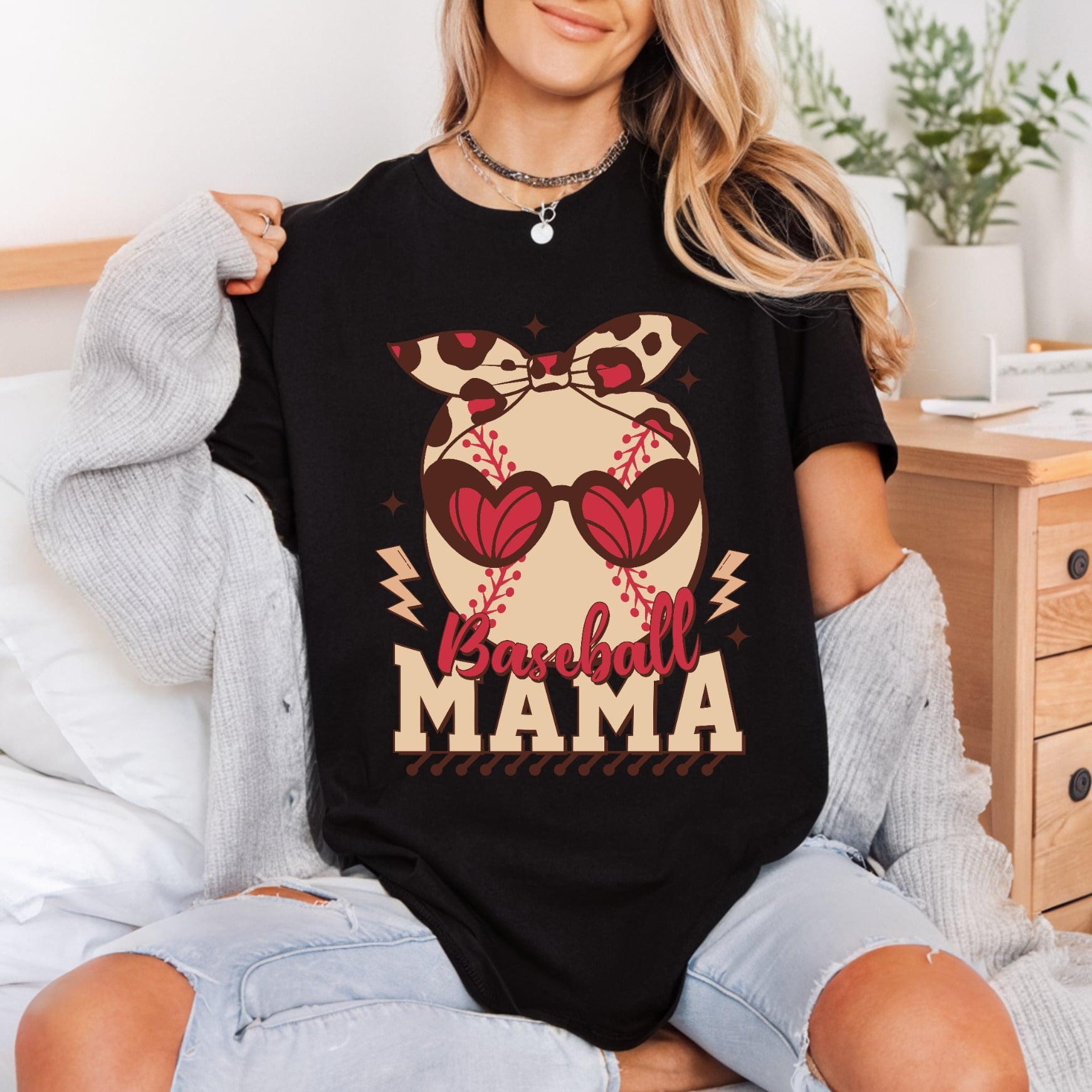 Baseball Mama Leopard Heart Mom Vintage Ready to Press DTF Transfer for Dtf