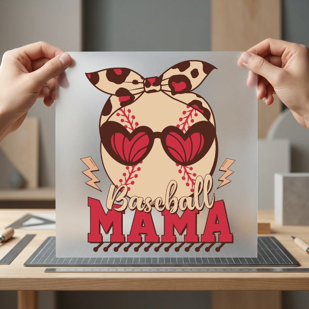 Baseball Mama Leopard Heart Mom Vintage Ready to Press DTF Transfer for Dtf