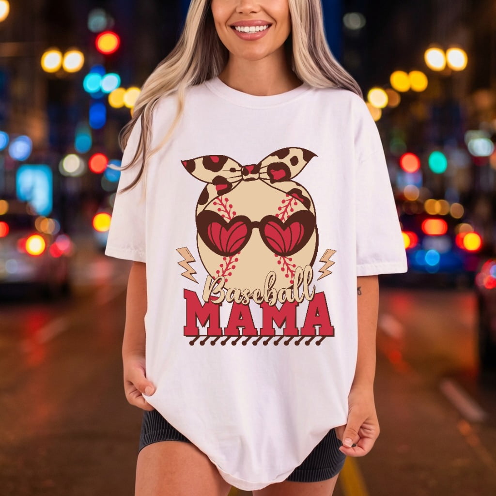 Baseball Mama Leopard Heart Mom Vintage Ready to Press DTF Transfer for Dtf