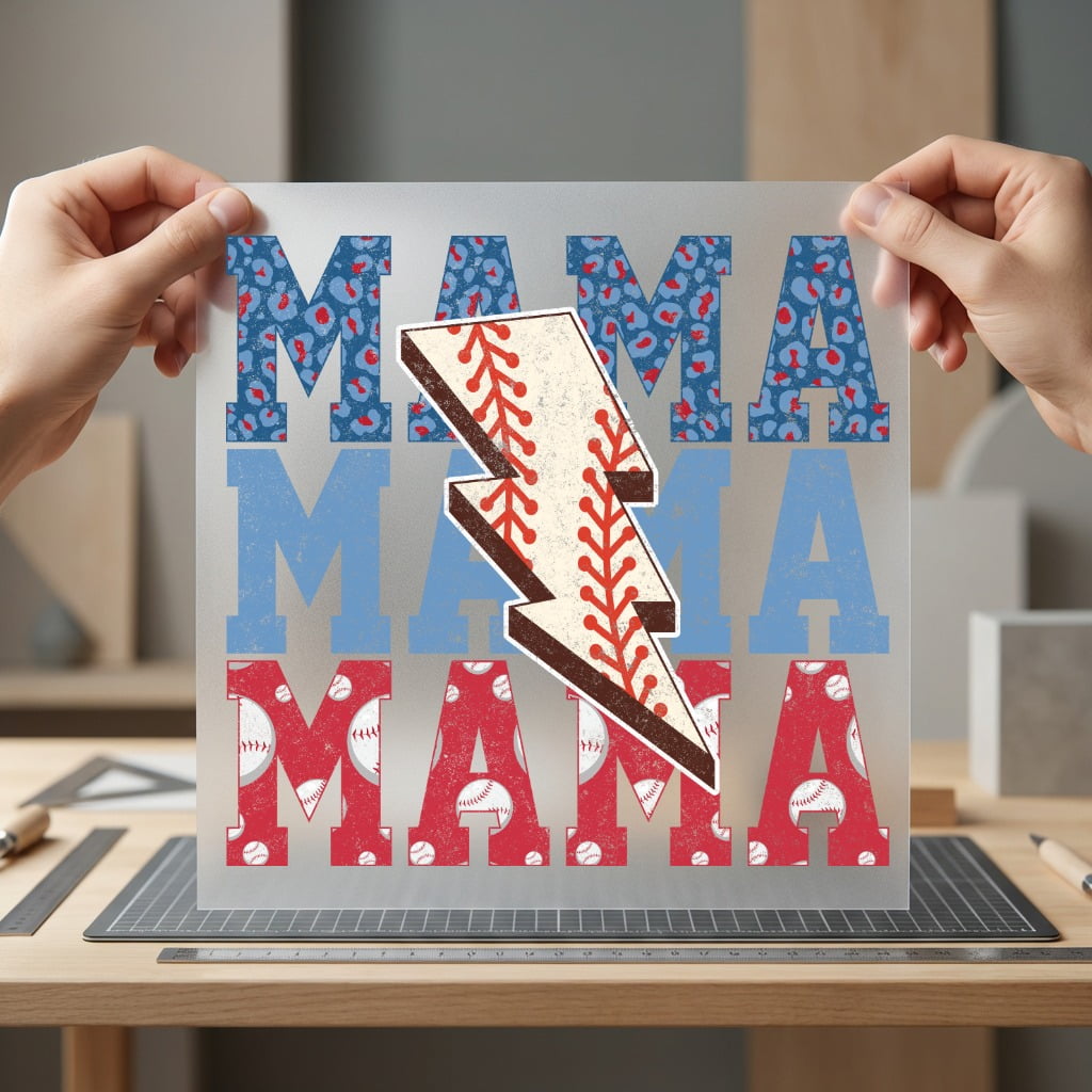 Baseball Mama Lightning Bolt Mom Vintage Ready to Press DTF Transfer for Dtf