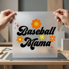 Baseball Mama Retro Floral Mom Mama Ready to Press DTF Transfer for Dtf
