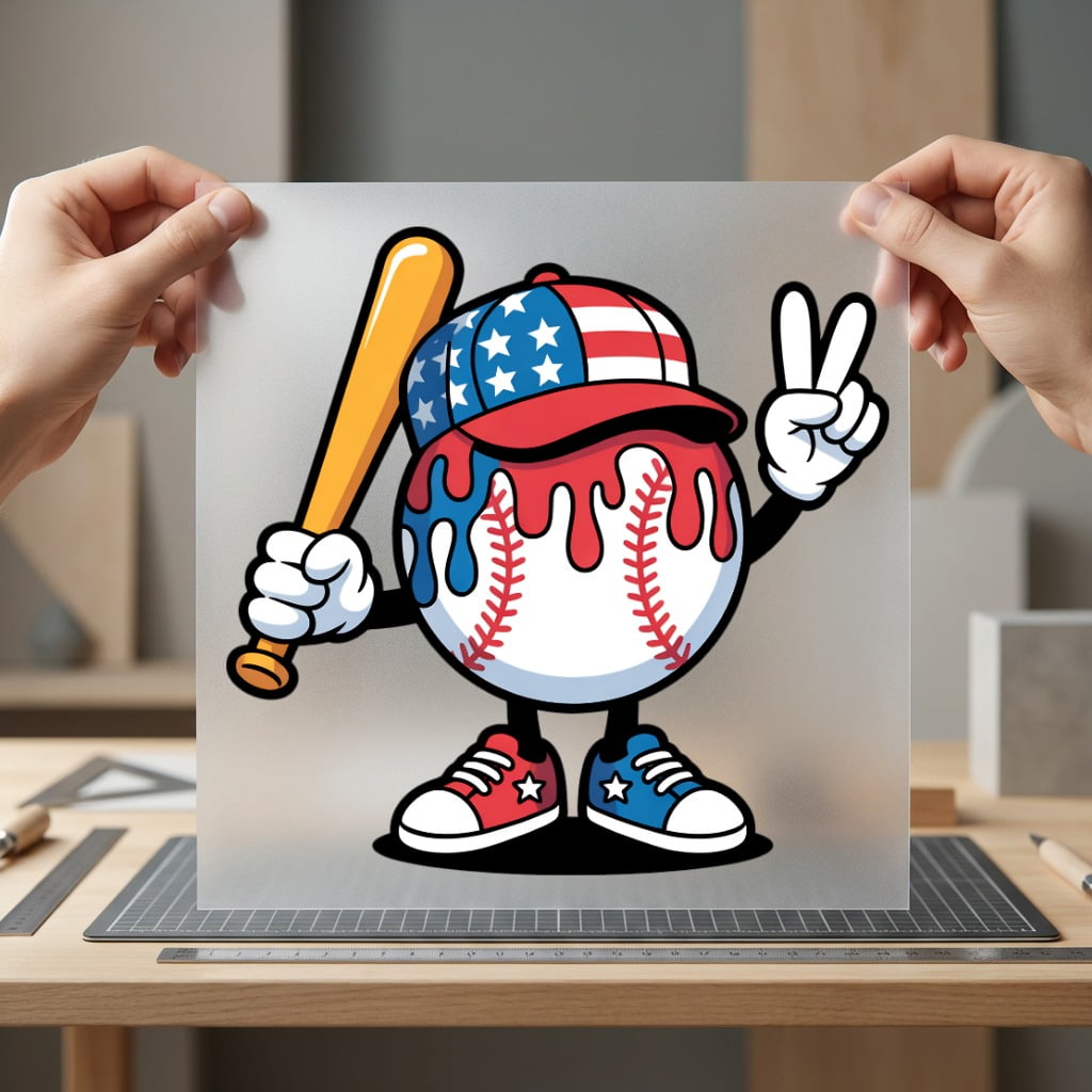 Baseball Mascot Peace Sign 4th Of July Patriotic Ready to Press DTF Transfer for Dtf