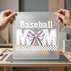 Baseball Mom Bow Distressed Mom Fitness Ready to Press DTF Transfer for Dtf
