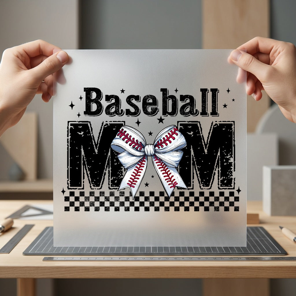 Baseball Mom Bow Distressed Mom Fitness Ready to Press DTF Transfer for Dtf