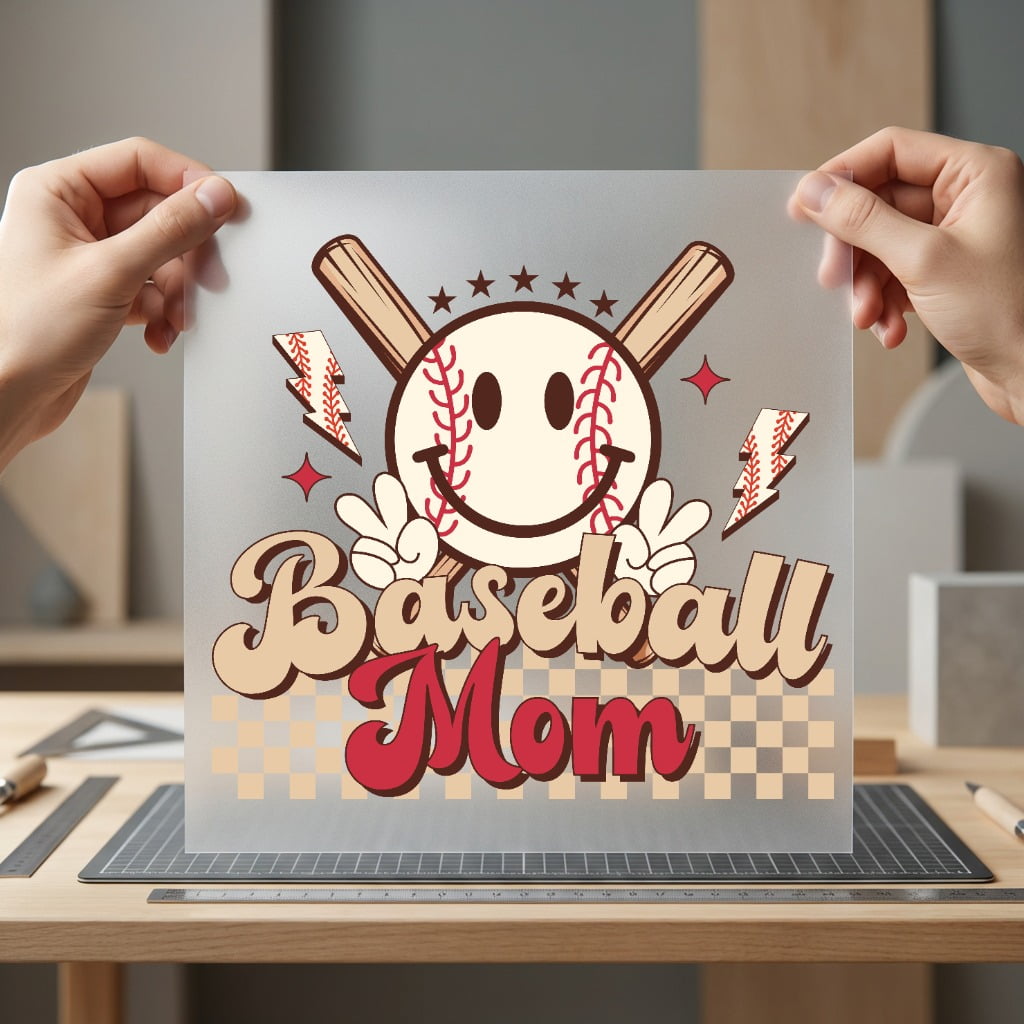 Baseball Mom Smiley Retro Mom Retro Ready to Press DTF Transfer for Dtf