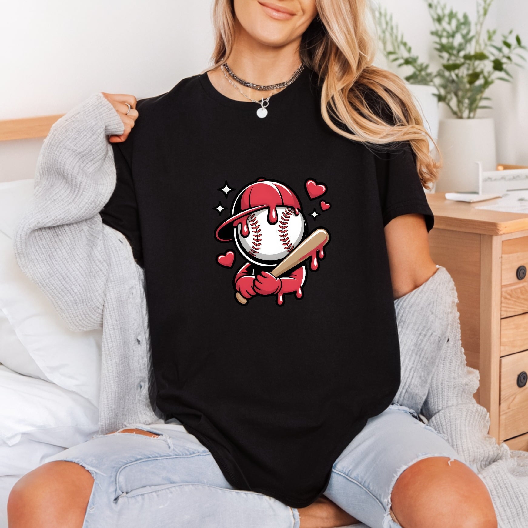 Baseball Player Mascot Cartoon Mom Dad Ready to Press DTF Transfer for Dtf