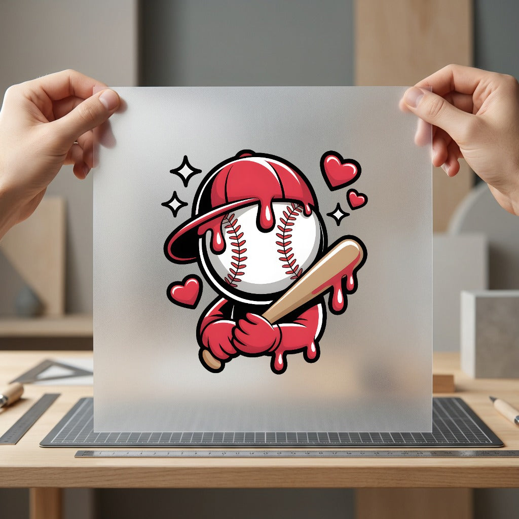 Baseball Player Mascot Cartoon Mom Dad Ready to Press DTF Transfer for Dtf