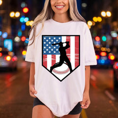 Baseball Player Usa Flag 4th Of July Patriotic Ready to Press DTF Transfer for Dtf