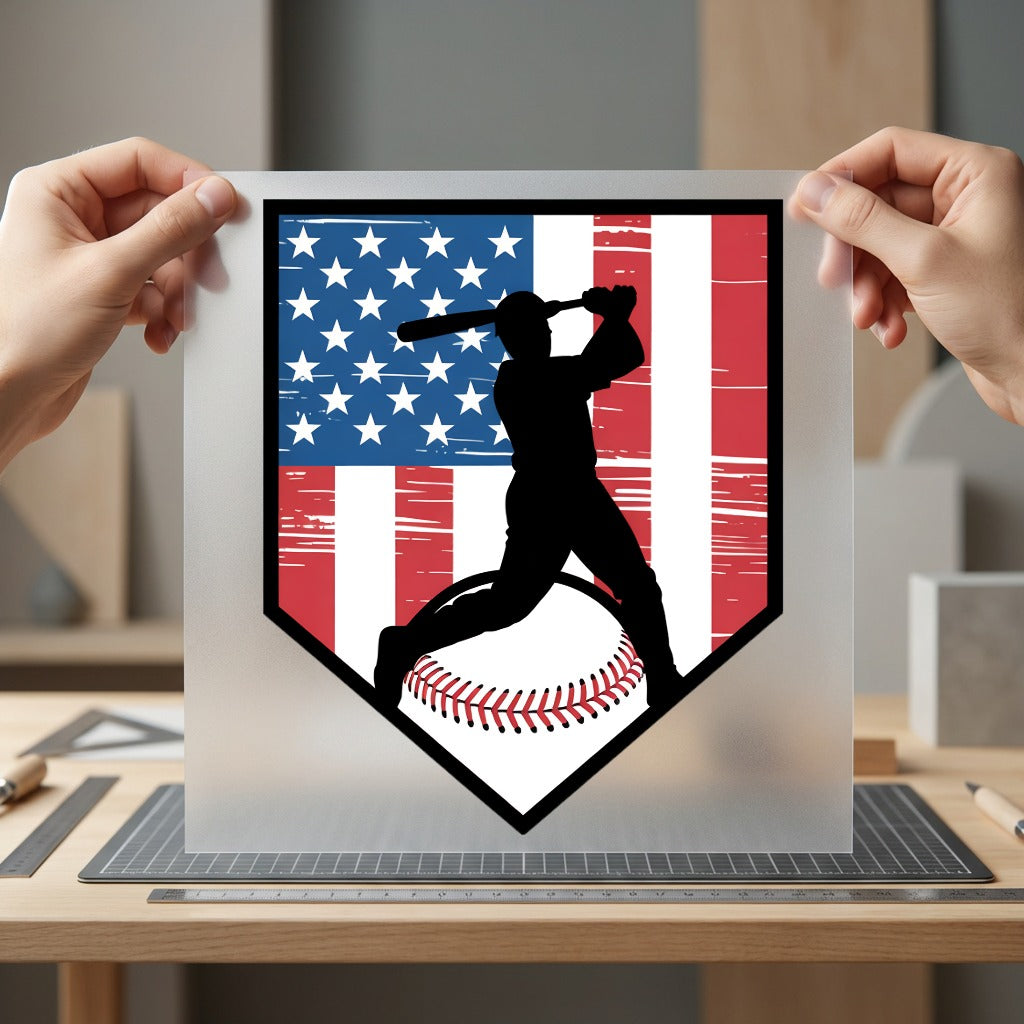 Baseball Player Usa Flag 4th Of July Patriotic Ready to Press DTF Transfer for Dtf
