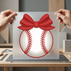 Baseball Red Bow Sports Christmas Mom Ready to Press DTF Transfer for Dtf