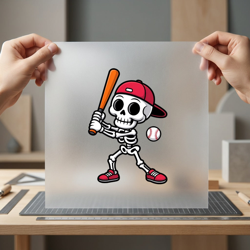 Baseball Skeleton Cartoon Sports Halloween Fitness Ready to Press DTF Transfer for Dtf