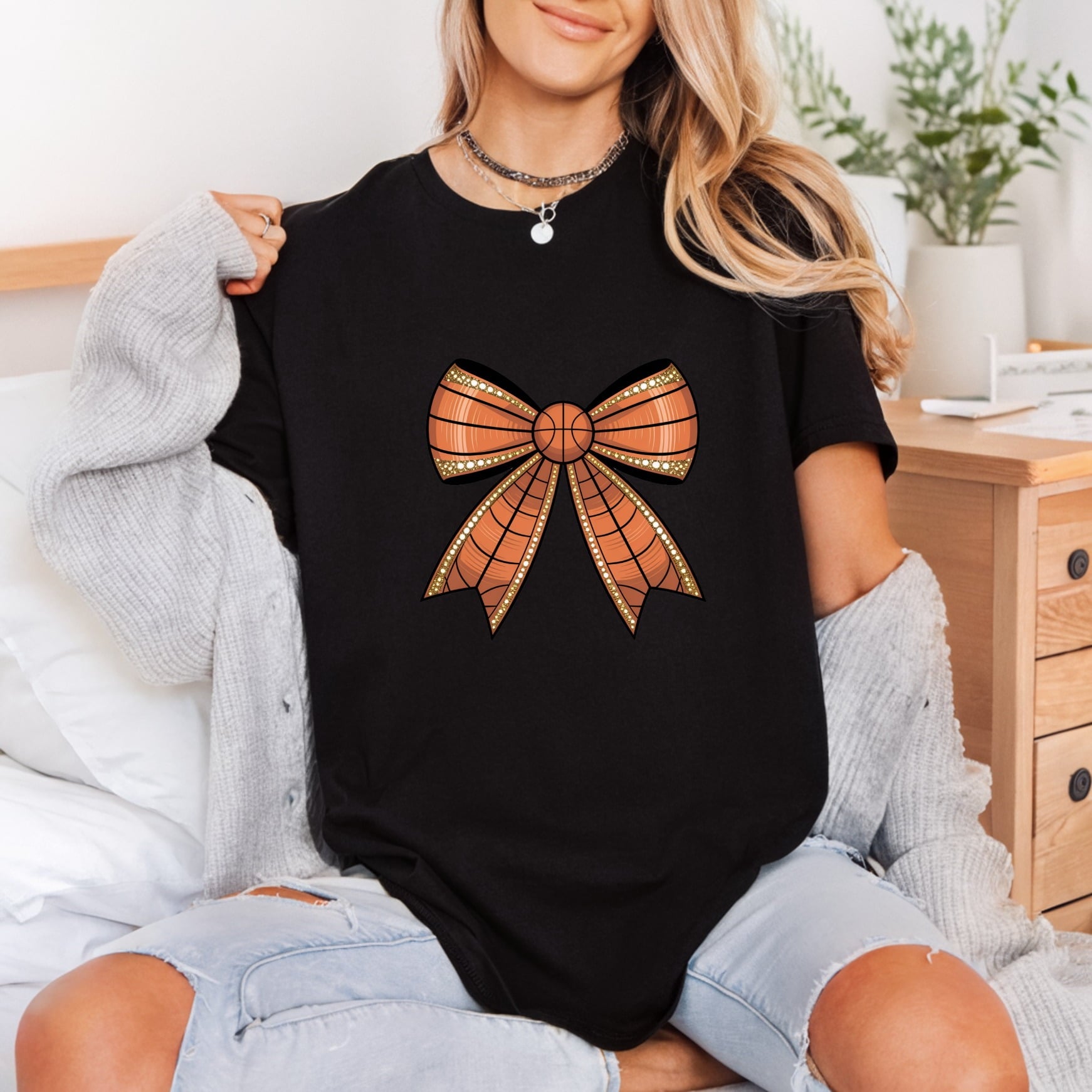 Basketball Bow Sporty Chic Fitness Ready to Press DTF Transfer for Dtf
