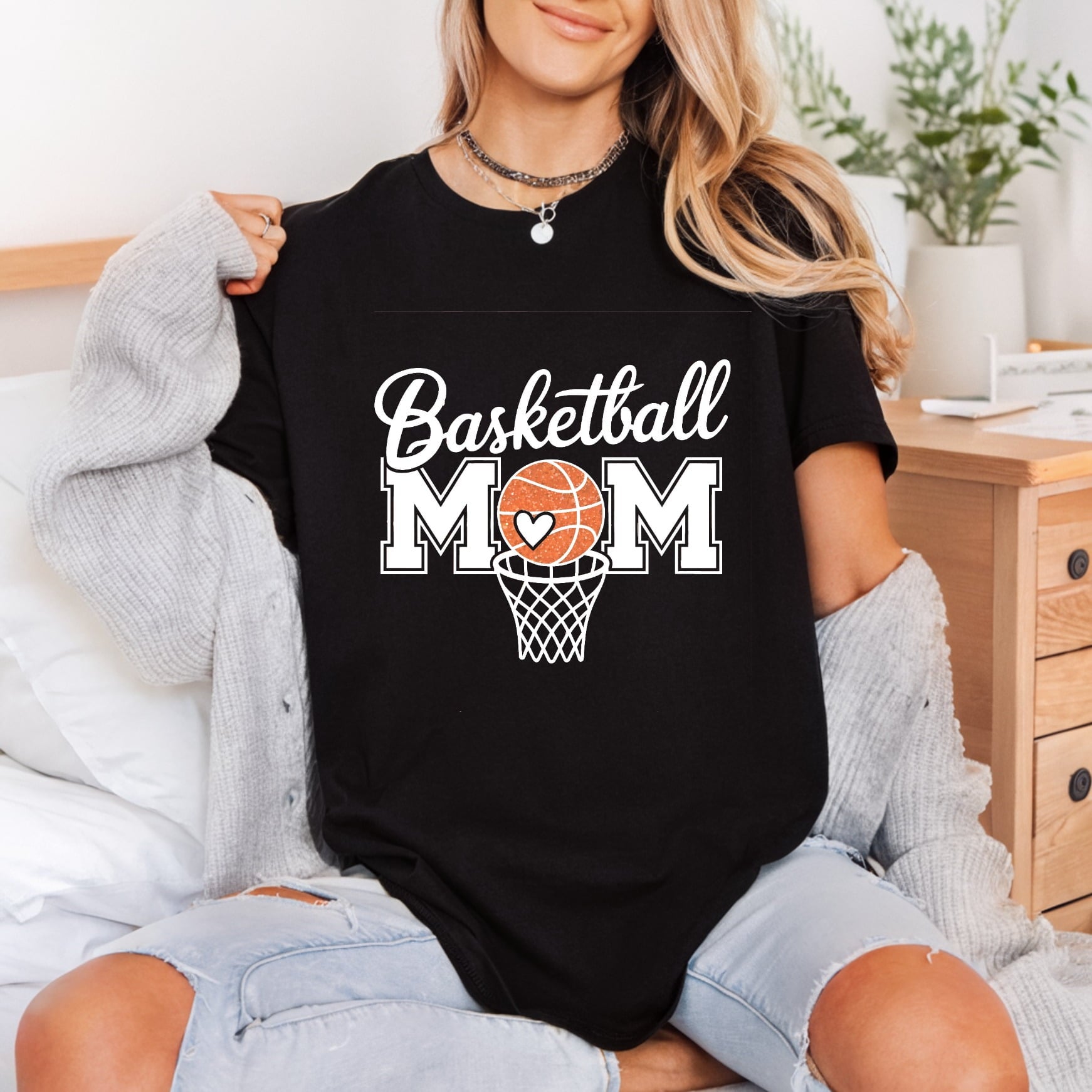 Basketball Mom Glitter Sports Mom Fitness Ready to Press DTF Transfer for Dtf