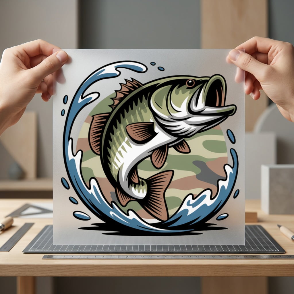 Bass Fish Camo Fishing Fishing Hunting Ready to Press DTF Transfer for Dtf