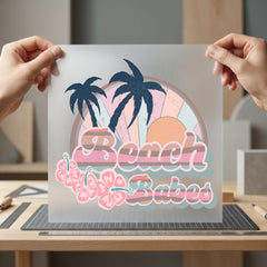 Beach Babes Retro Sunset Vintage Retro Ready to Press DTF Transfer for Dtf