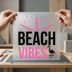 Beach Vibes Flamingo Summer Summer Ready to Press DTF Transfer for Dtf