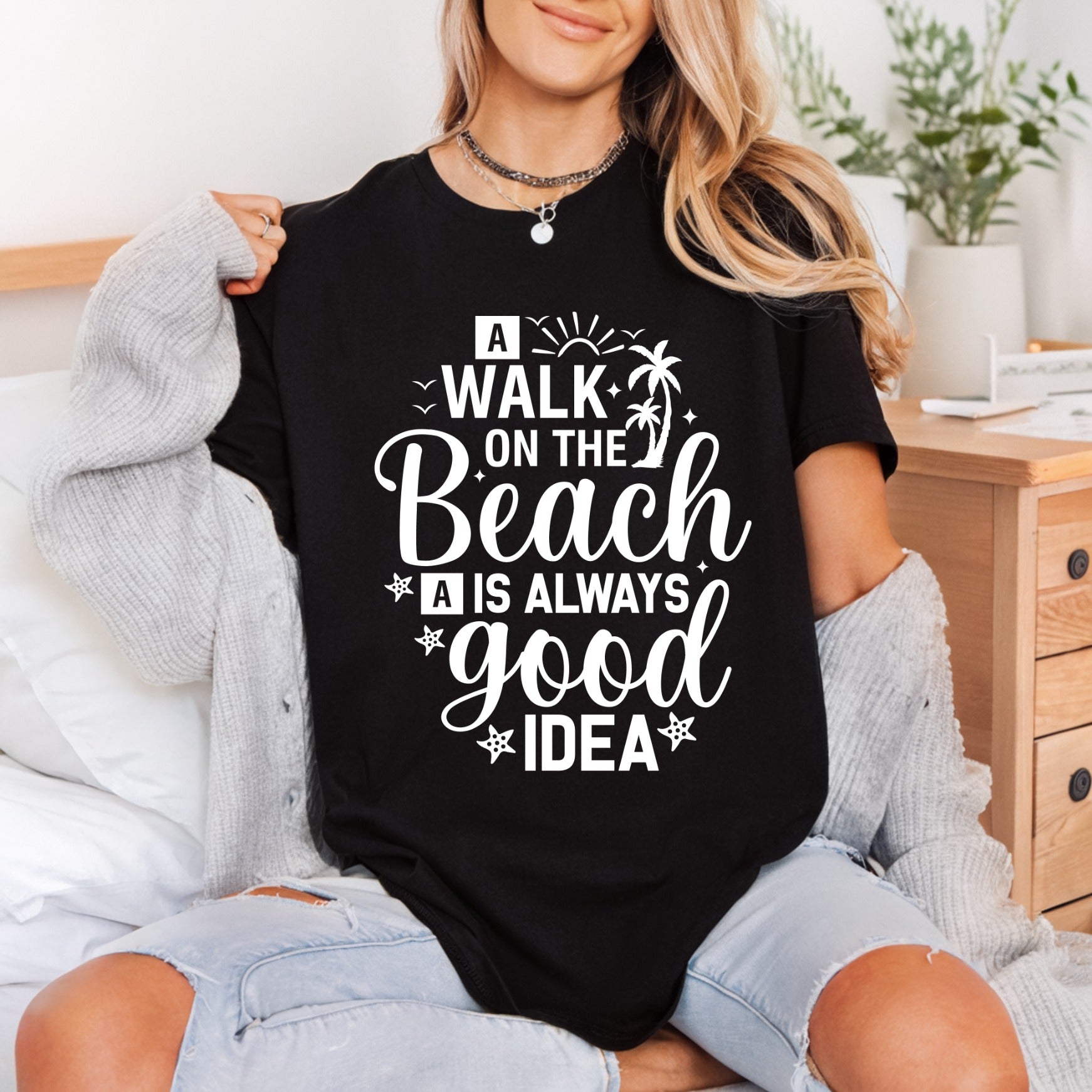Beach Walk Quote Summer Summer Aesthetic Ready to Press DTF Transfer for Dtf