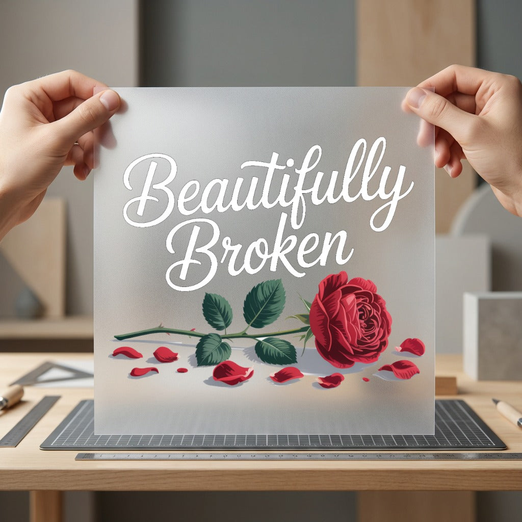 Beautifully Broken Rose Elegant Floral Ready to Press DTF Transfer for Dtf