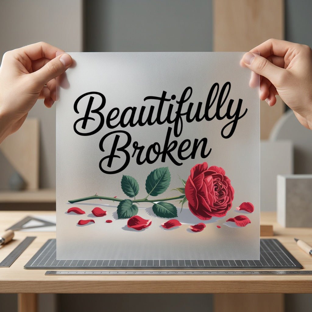 Beautifully Broken Rose Elegant Floral Ready to Press DTF Transfer for Dtf