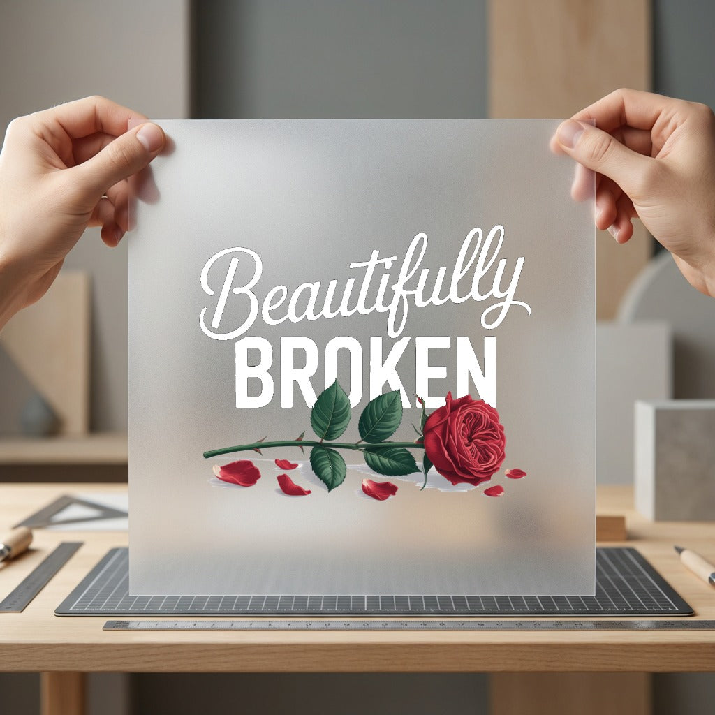 Beautifully Broken Rose Romantic Nature & Wildlife Collection Resilience Collection Ready to Press DTF Transfer for Dtf
