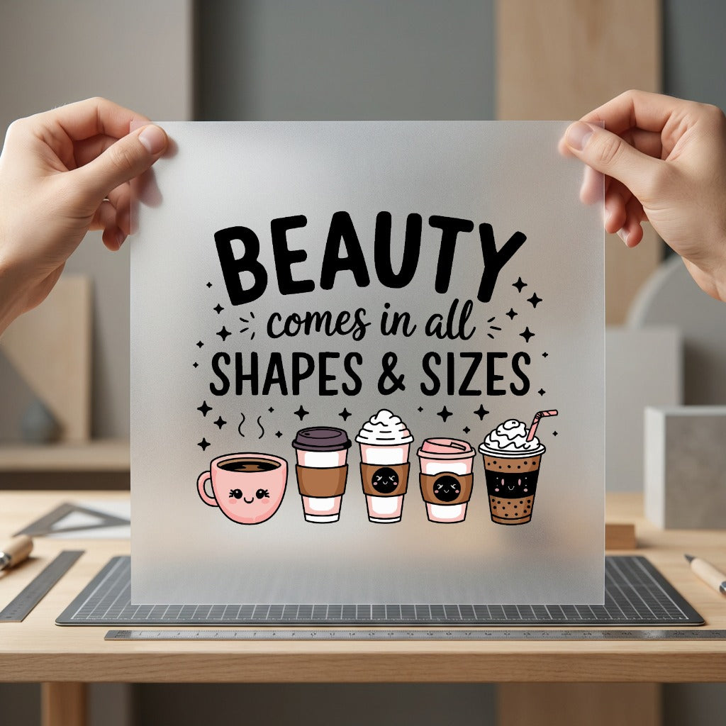 Beauty Comes All Shapes Coffee Culture Collection Food & Drink Culture Collection Ready to Press DTF Transfer for Dtf