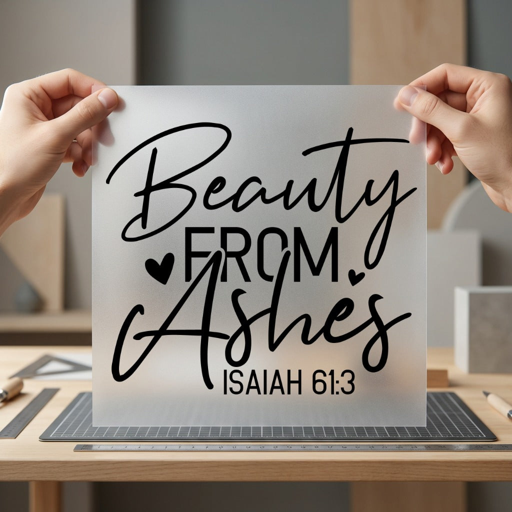 Beauty From Ashes Script Christian Faith Ready to Press DTF Transfer for Dtf