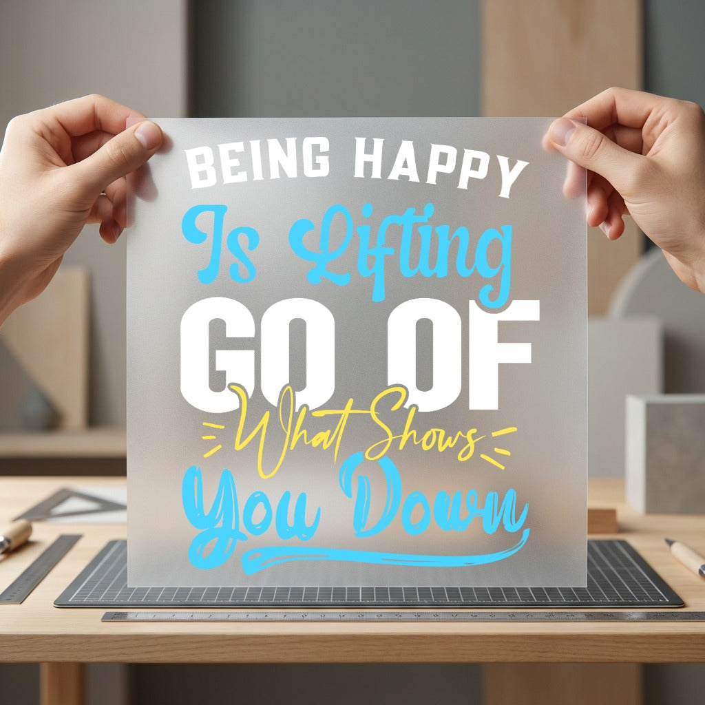 Being Happy Lifting Motivational Aesthetic Ready to Press DTF Transfer for Dtf